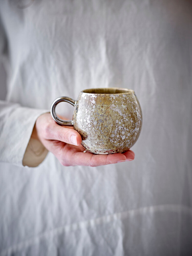 Bloomingville Paula mugs yellow/silver set of 4 pieces - 82072412 Bloomingville Paula mugs yellow/silver set of 4 pieces - 82072412