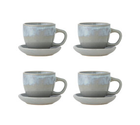 Bloomingville Brenta tazza e piattino blu set 4 pezzi Bloomingville Brenta tazza e piattino blu set 4 pezzi