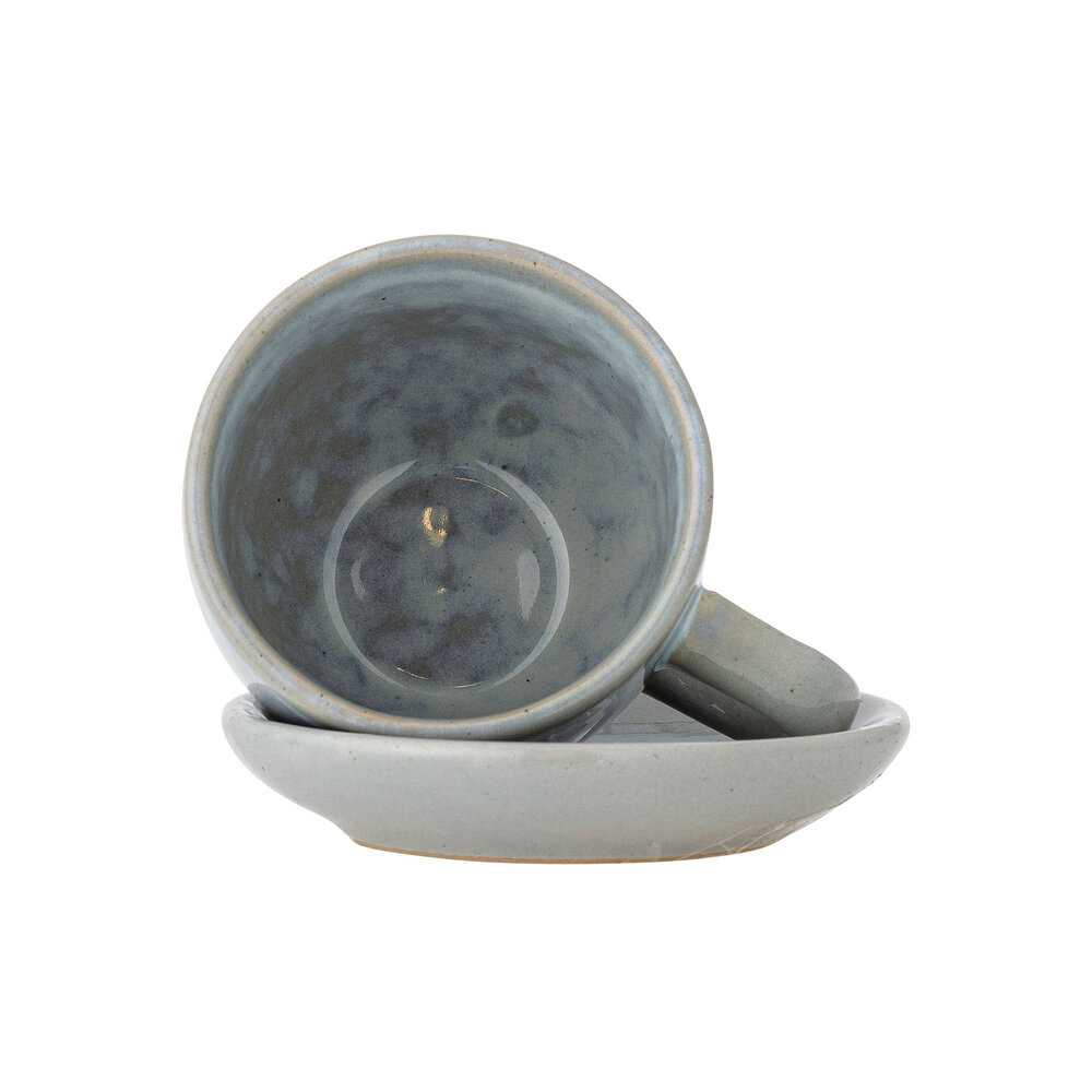 Bloomingville Juego de taza y platillo Brenta azul (4 piezas) - 82072417 Bloomingville Juego de taza y platillo Brenta azul (4 piezas) - 82072417