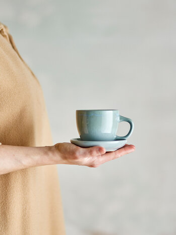 Bloomingville Brenta cup and saucer blue set of 4 pieces - 82072417 Bloomingville Brenta cup and saucer blue set of 4 pieces - 82072417