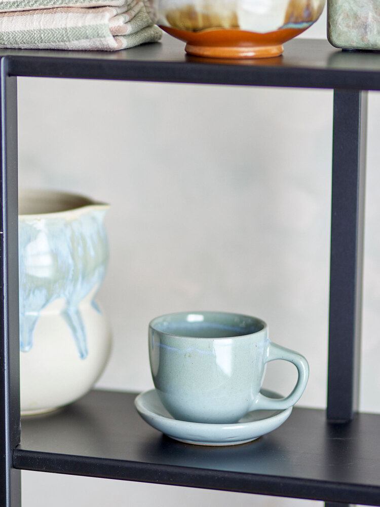 Bloomingville Brenta cup and saucer blue set of 4 pieces - 82072417 Bloomingville Brenta cup and saucer blue set of 4 pieces - 82072417