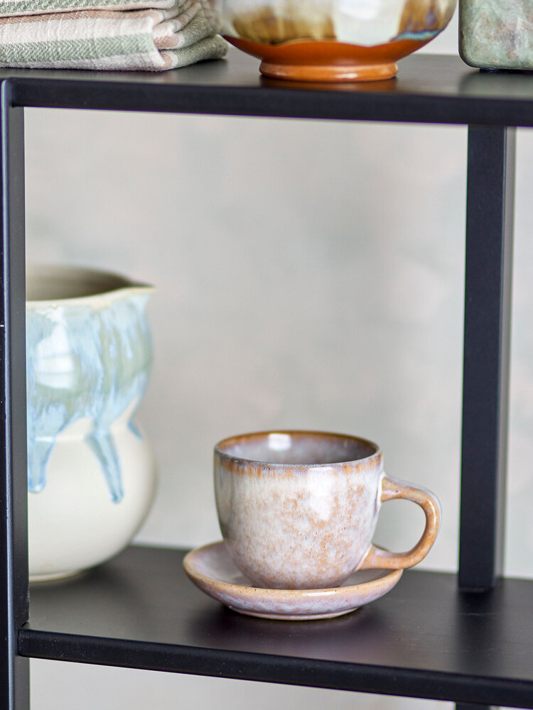 Bloomingville Brenta kop en schotel roze set van 4 stuks - 82072414 Bloomingville Brenta kop en schotel roze set van 4 stuks - 82072414