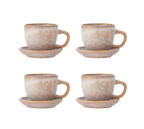 Bloomingville Ensemble de 4 tasses et soucoupes Brenta roses Bloomingville Ensemble de 4 tasses et soucoupes Brenta roses