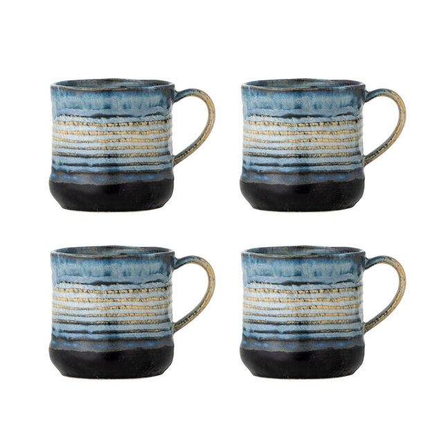 Bloomingville Ensemble de 4 mugs Deana bleus - 82072422