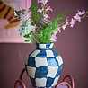 Bloomingville Rutete vase blå - 82072602 Bloomingville Rutete vase blå - 82072602