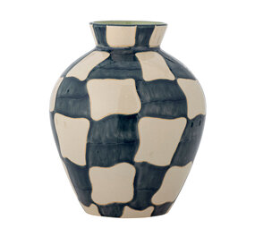 Bloomingville Check vaas blauw Bloomingville Check vaas blauw