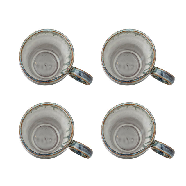 Bloomingville Nigel mokken blauw set van 4 stuks - 82072479 Bloomingville Nigel mokken blauw set van 4 stuks - 82072479