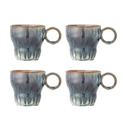 Bloomingville Nigel mokken blauw set van 4 stuks - 82072479 Bloomingville Nigel mokken blauw set van 4 stuks - 82072479