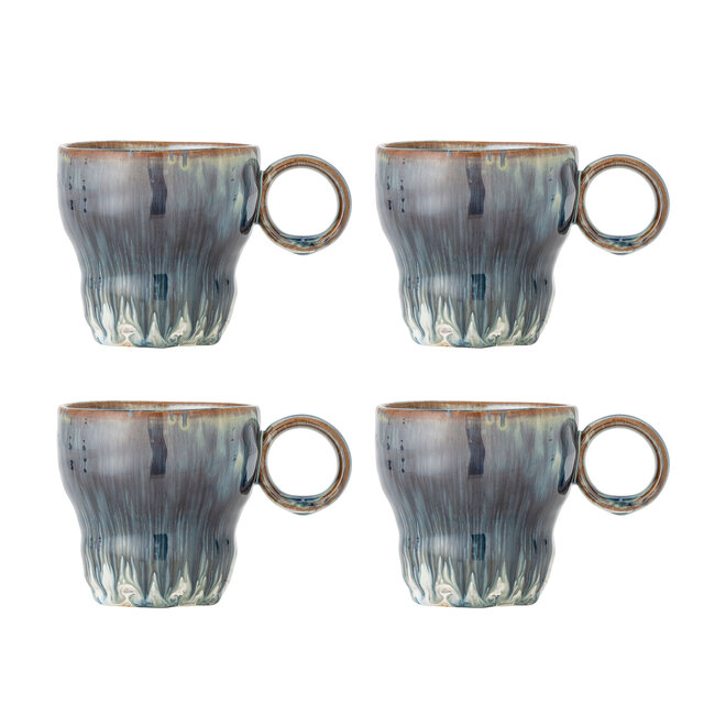 Bloomingville Nigel mugs blue set of 4 pieces - 82072479