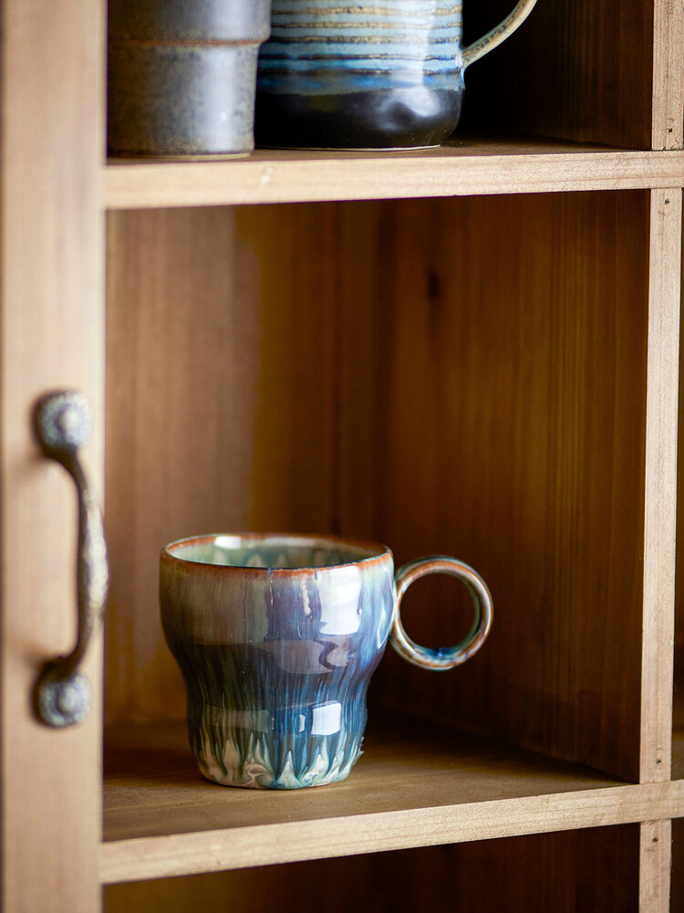 Bloomingville Nigel mokken blauw set van 4 stuks - 82072479 Bloomingville Nigel mokken blauw set van 4 stuks - 82072479