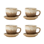 Bloomingville Brenta kop en schotel naturel set van 4 stuks - 82072416 Bloomingville Brenta kop en schotel naturel set van 4 stuks - 82072416