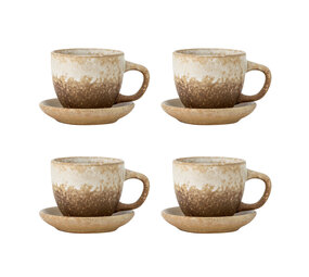 Bloomingville Tazza e piattino Brenta naturale set 4 pezzi