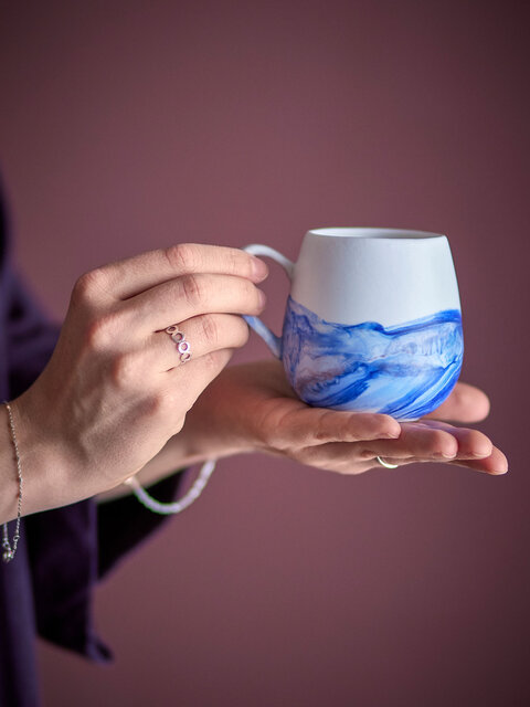 Bloomingville Lyre mugs blue set of 4 pieces - 82072550 Bloomingville Lyre mugs blue set of 4 pieces - 82072550