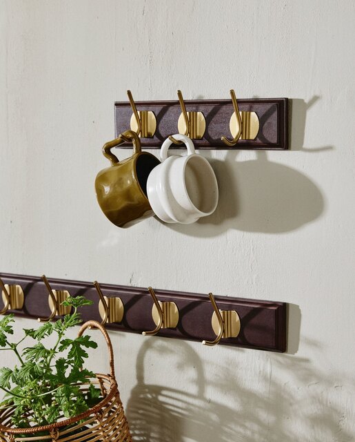 Nordal Edgy coat rack with 8 hooks brown - 4192