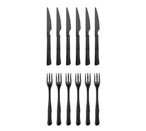 Bloomingville Ensemble de couverts Ollin noir, lot de 12 pièces Bloomingville Ensemble de couverts Ollin noir, lot de 12 pièces