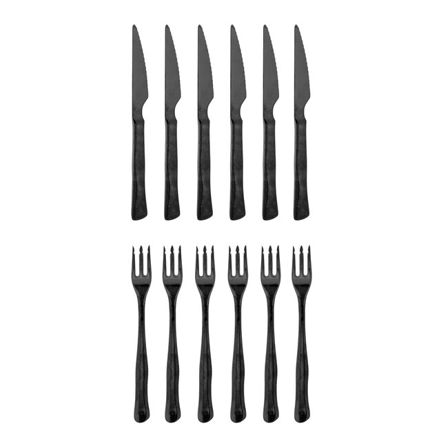 Bloomingville Ollin bestek set zwart set van 12 stuks - 82061772