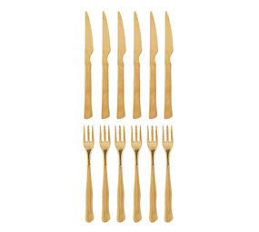 Bloomingville Ollin bestek set goud set van 12 stuks Bloomingville Ollin bestek set goud set van 12 stuks