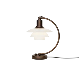 Louis Poulsen Lampada da tavolo PH 2/2 Luna in ottone anticato opale Louis Poulsen Lampada da tavolo PH 2/2 Luna in ottone anticato opale