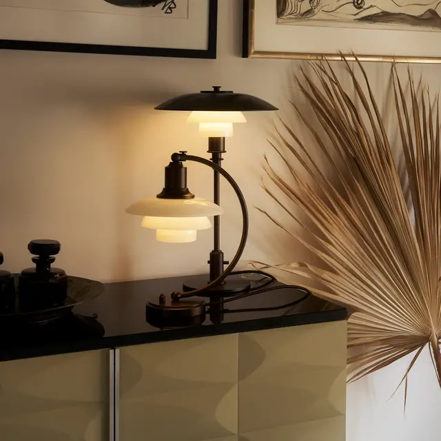 Louis Poulsen PH 2/2 Luna table lamp aged brass opal - 5744172150