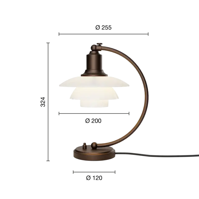 Louis Poulsen PH 2/2 Luna tafellamp aged brass opal - 5744172150