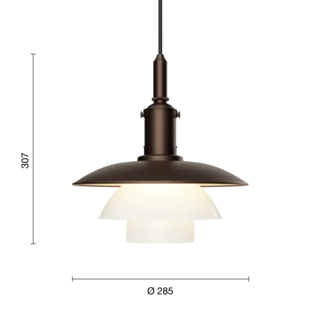 Louis Poulsen Lampada a sospensione PH 3/3 in ottone anticato opalino - 5741115806