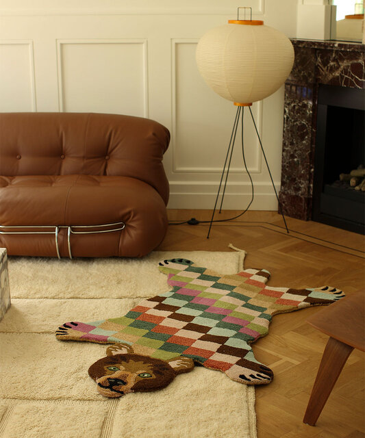 Doing Goods Archie check bear rug L - 1.45.10.094.099.5