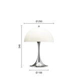 Louis Poulsen Lámpara de mesa portátil Panthella 250, cromo, beige opalino - 5744172998 Louis Poulsen Lámpara de mesa portátil Panthella 250, cromo, beige opalino - 5744172998