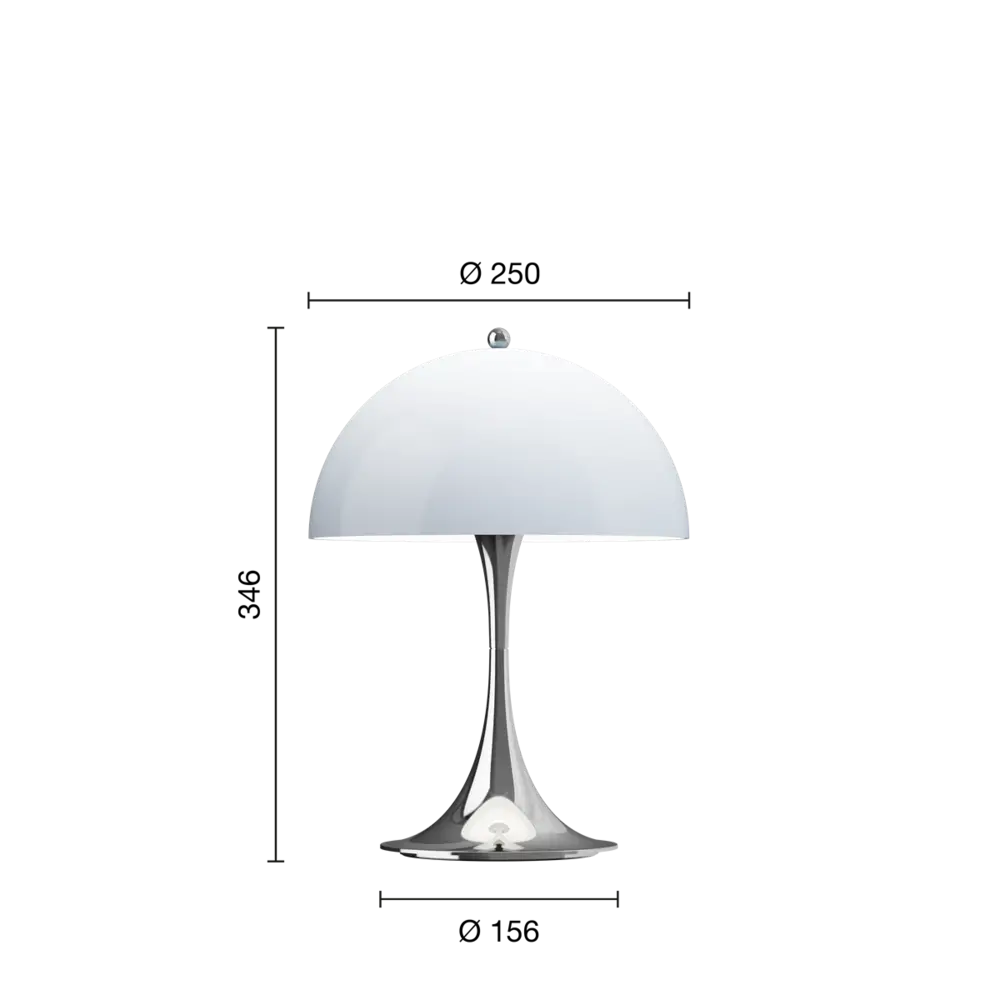 Louis Poulsen Panthella 250 portable tafellamp chrome opal blue grey - 5744172956 Louis Poulsen Panthella 250 portable tafellamp chrome opal blue grey - 5744172956