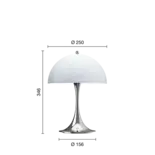 Louis Poulsen Panthella 250 portable tafellamp chrome opal blue grey - 5744172956 Louis Poulsen Panthella 250 portable tafellamp chrome opal blue grey - 5744172956