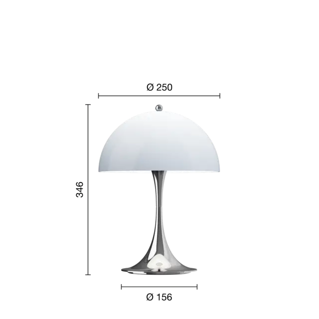 Louis Poulsen Panthella 250 portable tafellamp chrome opal blue grey - 5744172956 Louis Poulsen Panthella 250 portable tafellamp chrome opal blue grey - 5744172956