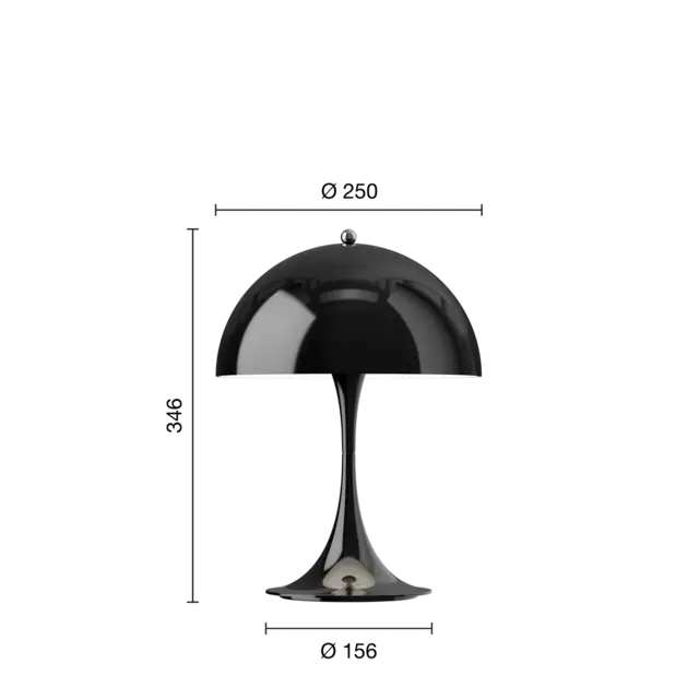 Louis Poulsen Lámpara de mesa portátil Panthella 250, color negro opaco - 5744173007 Louis Poulsen Lámpara de mesa portátil Panthella 250, color negro opaco - 5744173007