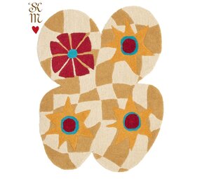 Doing Goods Tappeto a quadri grossi con farfalle XL