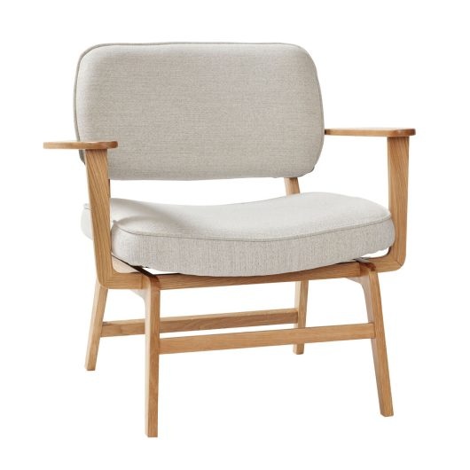 Hübsch Gris Fauteuil Lounge En Chêne - Image 3
