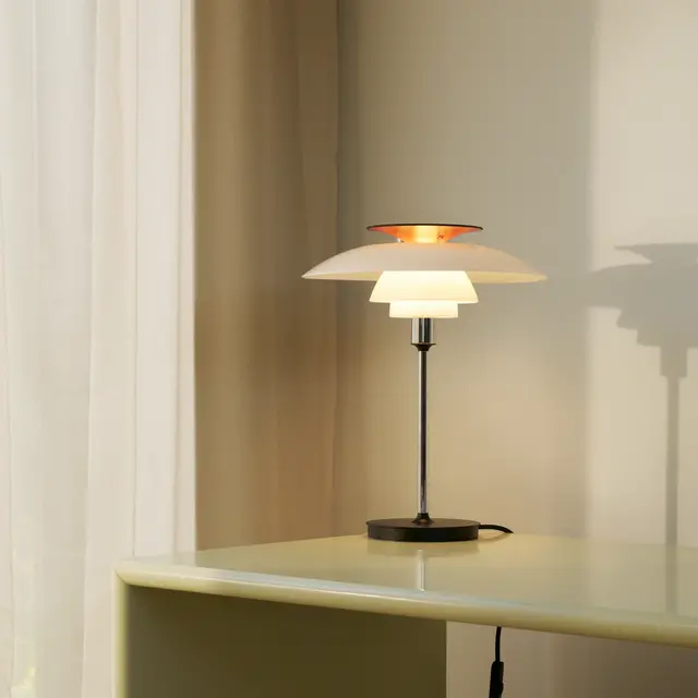 Louis Poulsen PH 80 bordslampa opalvit/högglansförkromad - 5714693035786