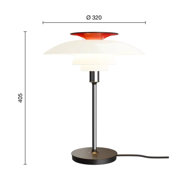 Louis Poulsen PH 80 bordslampa opalvit/högglansförkromad - 5714693035786