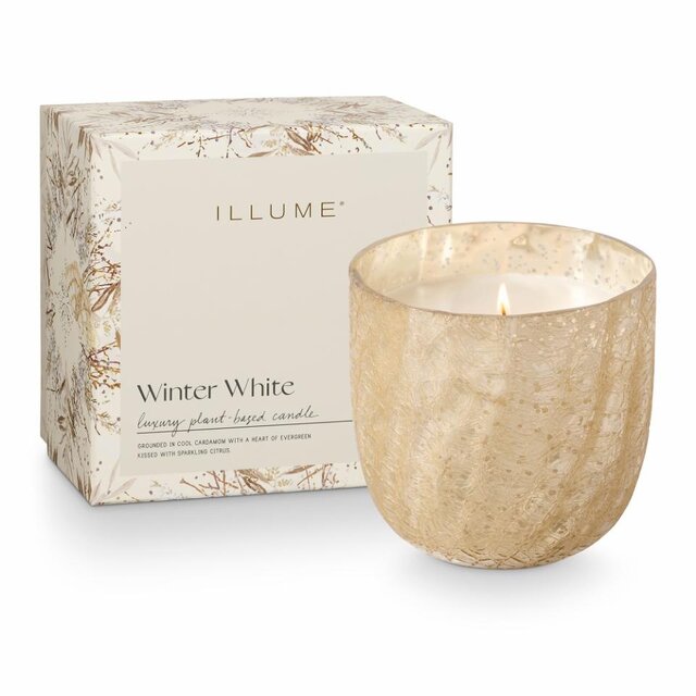 Illume Winter white crackle kaars wit - 4628433300