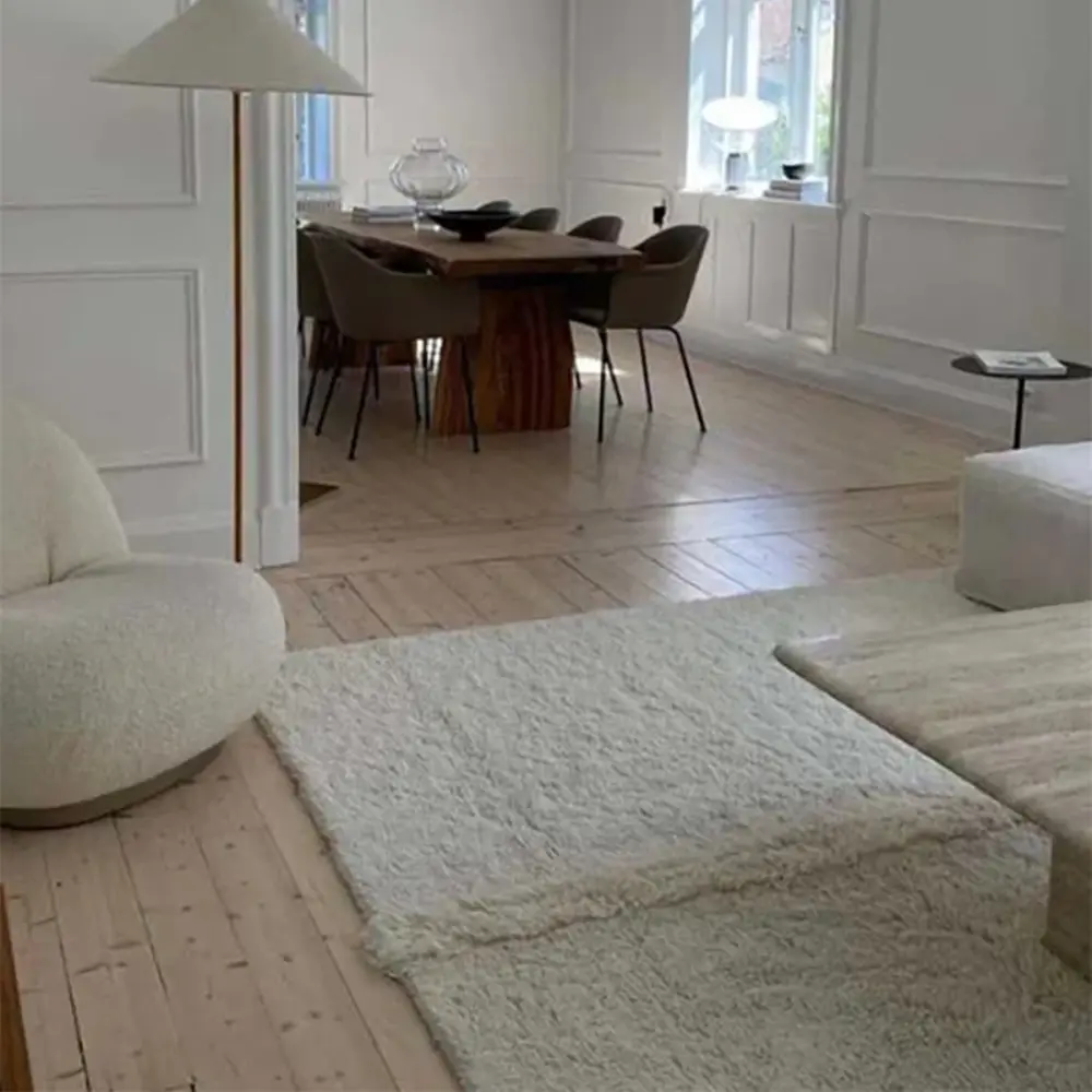 Lorena Canals Tapis Woolable Tundra en laine, motif mouton blanc, 170 x 240 cm