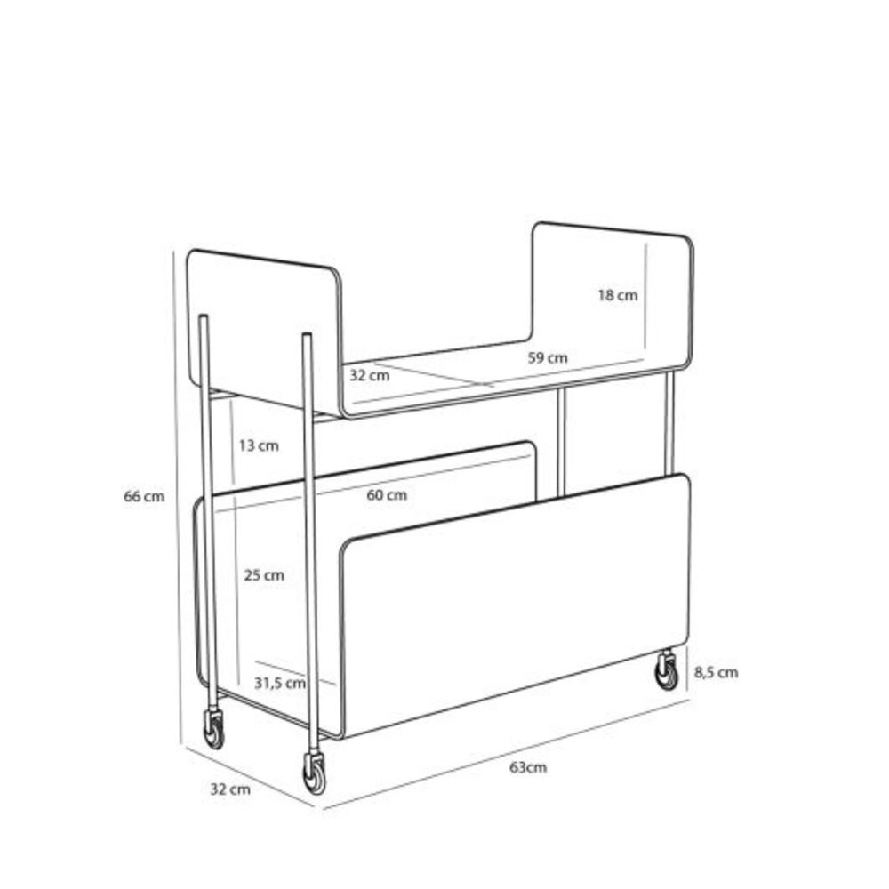 Hubsch Carrello Ays blu scuro Hubsch Carrello Ays blu scuro