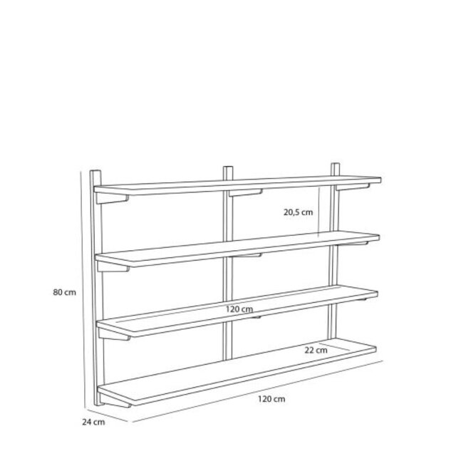Hubsch Long wall shelf natural Hubsch Long wall shelf natural