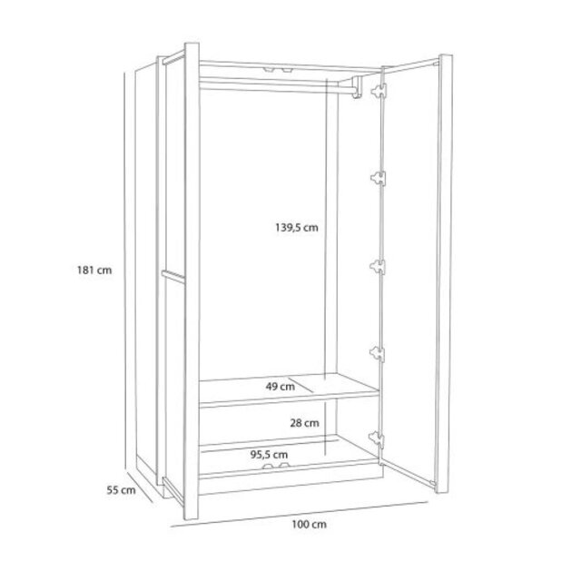 Hubsch Armoire Kura grand naturel Hubsch Armoire Kura grand naturel
