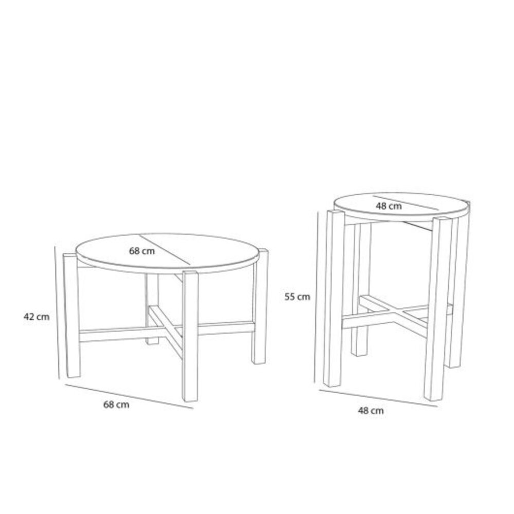 Hubsch Vier Couchtische, Natur, 2er-Set Hubsch Vier Couchtische, Natur, 2er-Set