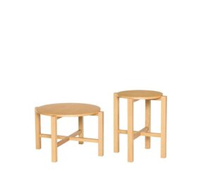 Hubsch Ensemble de quatre tables basses naturelles de 2 pièces Hubsch Ensemble de quatre tables basses naturelles de 2 pièces