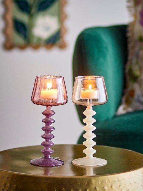 Bloomingville Bougeoirs Daze roses, lot de 2 pièces