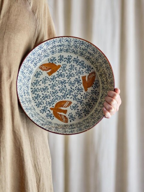 Bloomingville Hezha schaal blauw