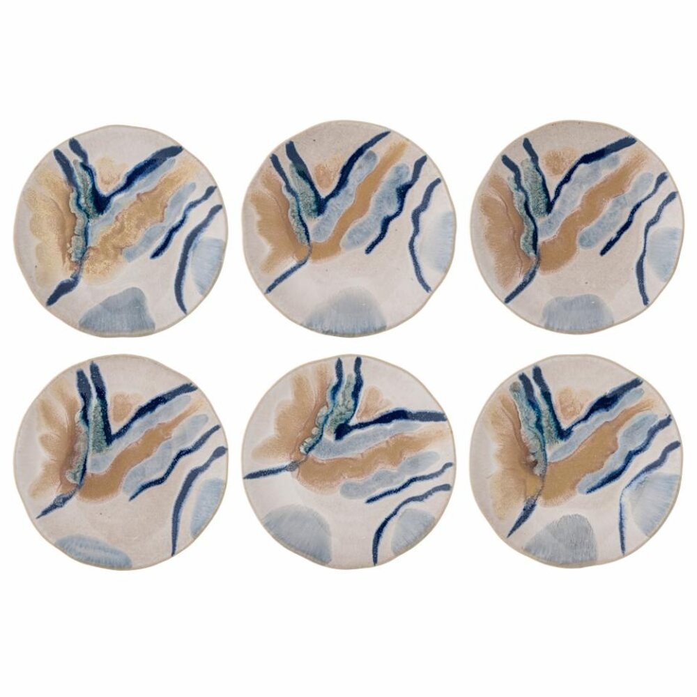 Bloomingville Assiettes Imogen bleues, lot de 6 pièces
