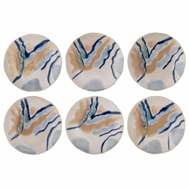 Bloomingville Assiettes Imogen bleues, lot de 6 pièces