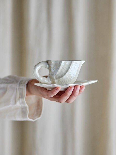 Bloomingville Shellie Tassen- und Untertassenset, 4-teilig