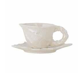 Bloomingville Juego de taza y platillo Shellie de 6 piezas