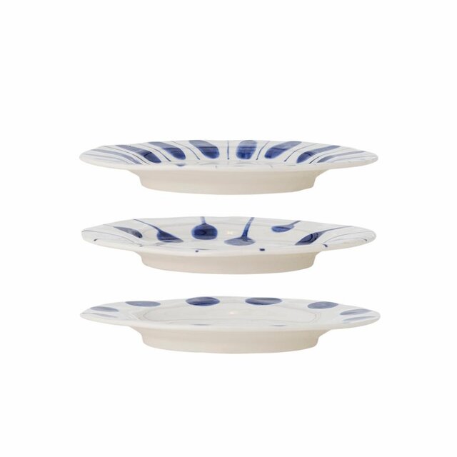 Bloomingville Assiettes Linora bleues, lot de 3 pièces