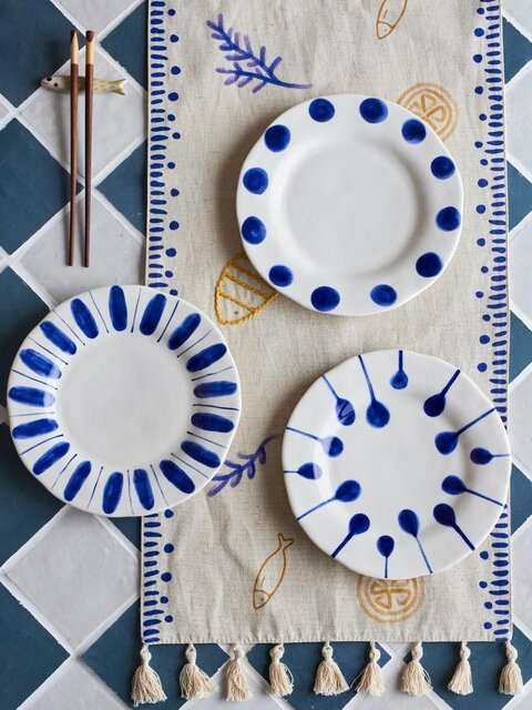 Bloomingville Linora borden blauw set van 3 stuks Bloomingville Linora borden blauw set van 3 stuks